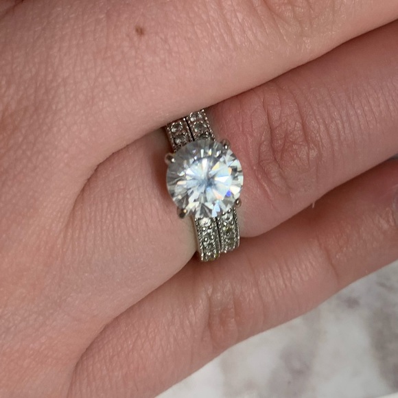 925 Silver and CZ Engagement Set - Picture 1 of 3